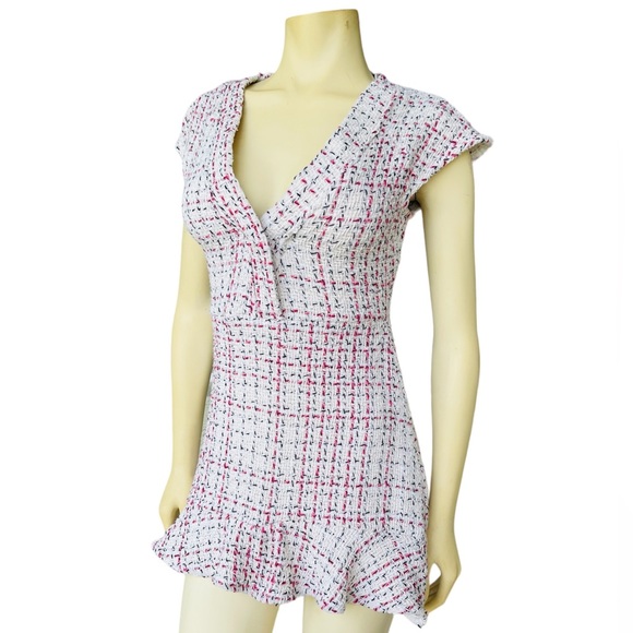 Zara Tweed Texture Ruffle Hem Dress - Picture 6 of 11